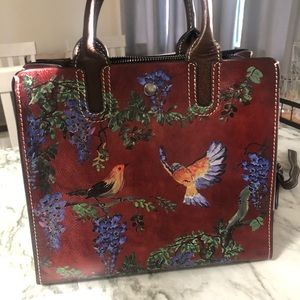 Painted leather purse